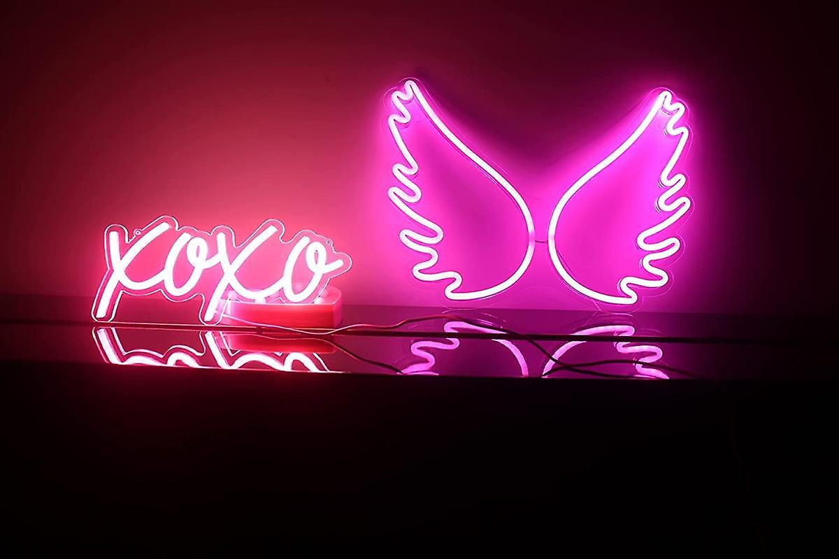 Neon Light Sign Led Night Lights Usb Operated Decorative Marquee Sign Bar Pub Store Club Garage Home Party Decor (angel Wing Pink)