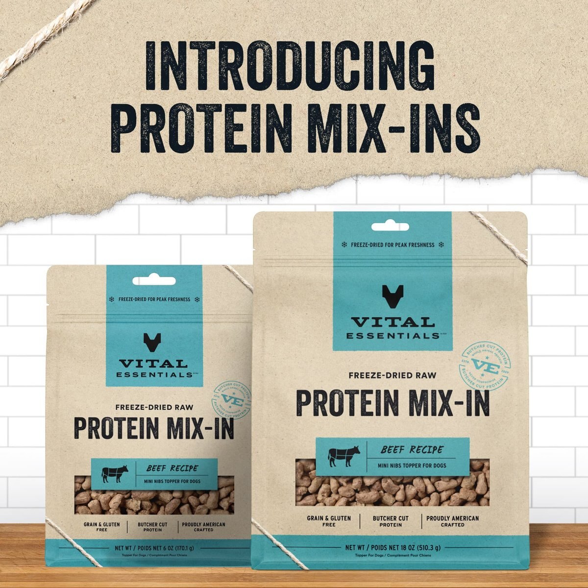 Vital Essentials Protein Mix-In Beef Recipe Mini Nibs Grain-Free Freeze-Dried Raw Dog Food Topper