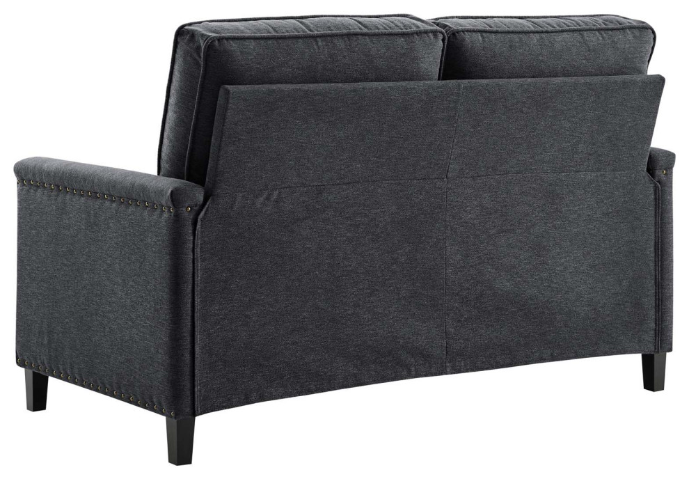 Loveseat Sofa  Fabric  Navy Blue  Modern  Living Lounge Hotel Lobby Hospitality   Transitional   Loveseats   by House Bound  Houzz