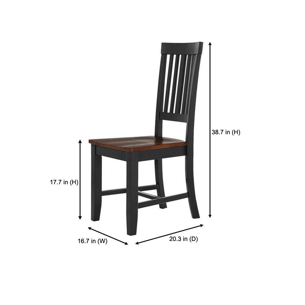 StyleWell Scottsbury Charcoal Black Wood Dining Chair with Slat Back and Walnut Brown Seat (Set of 2) DC 2004 CHR-B-W