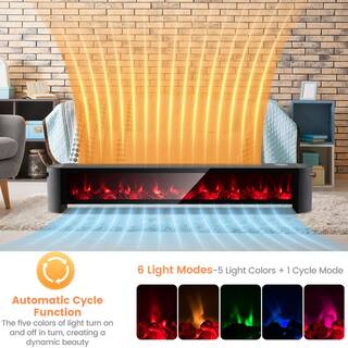 Costway 51.5 in. 1400-Watt Electric Baseboard Heater Convection Space Heater with Realistic 3D Flame FP10180US-BK