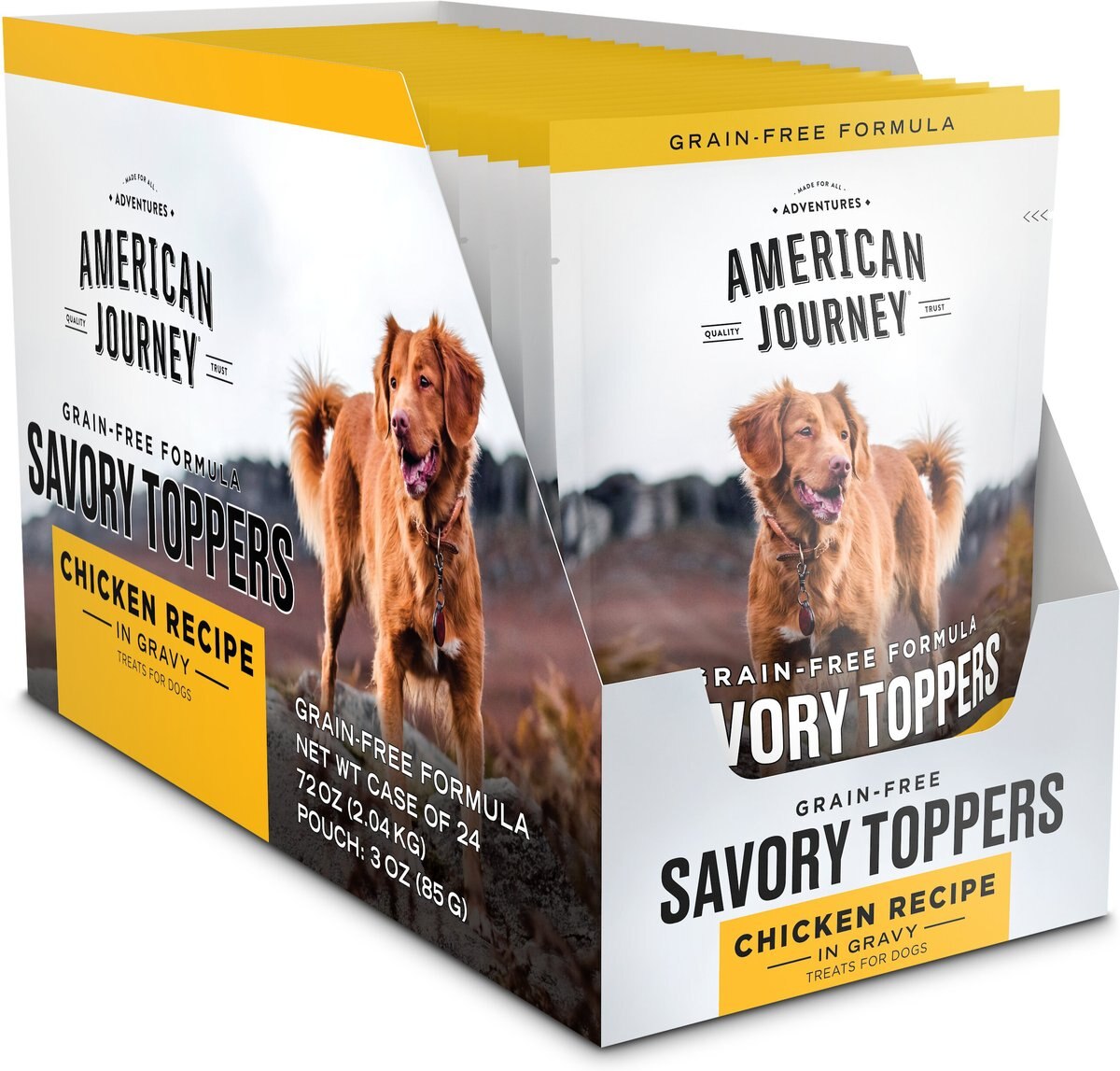 American Journey Savory Toppers Chicken Recipe in Gravy Grain-Free Dog Food Topper， 3-oz pouches， case of 24