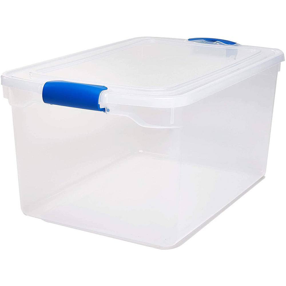 HOMZ 66 qt. Heavy Duty Modular Stackable Storage Containers in Clear (4-Pack) 2 x 3442CLRDC.02