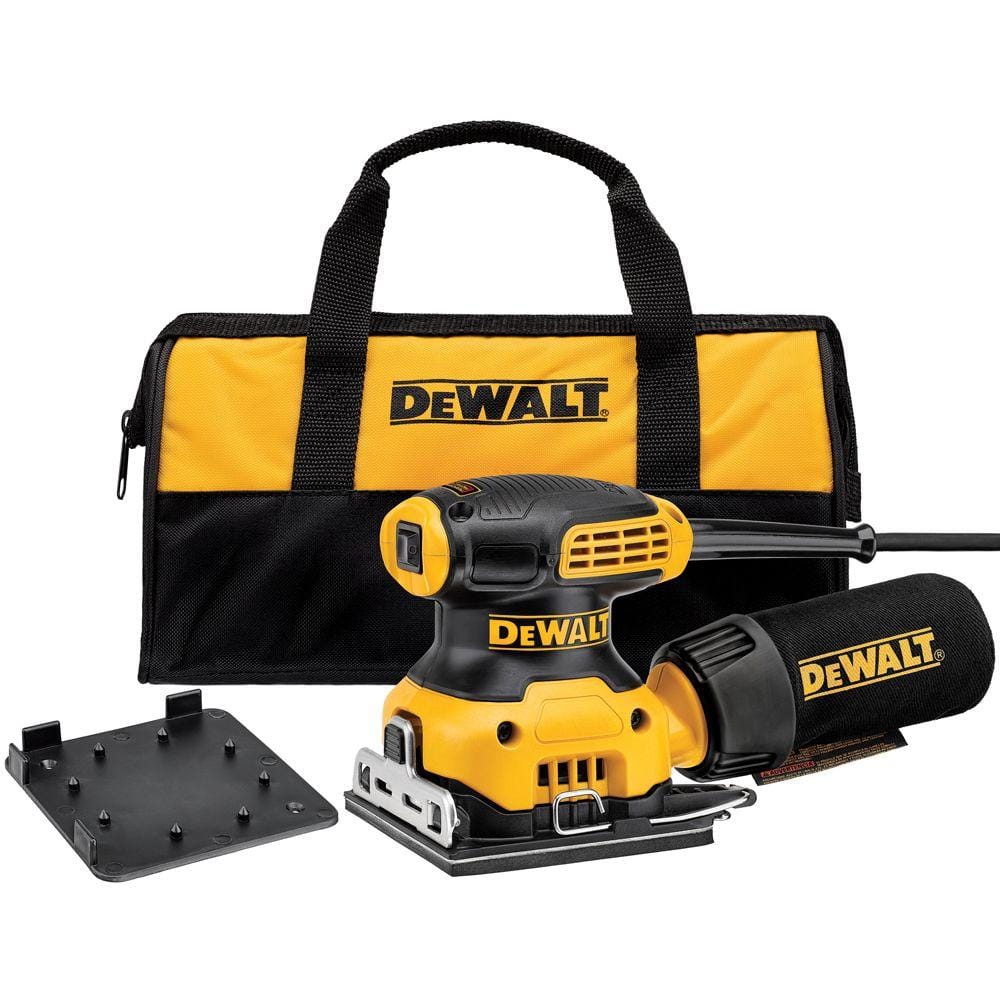 DEWALT 2.3 Amp Corded 1/4 Sheet Palm Grip Sander Kit with Contractor Bag DWE6411K