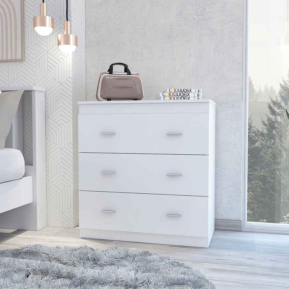 Classic Three Drawer Dresser with Handles Black/Light Gray/White