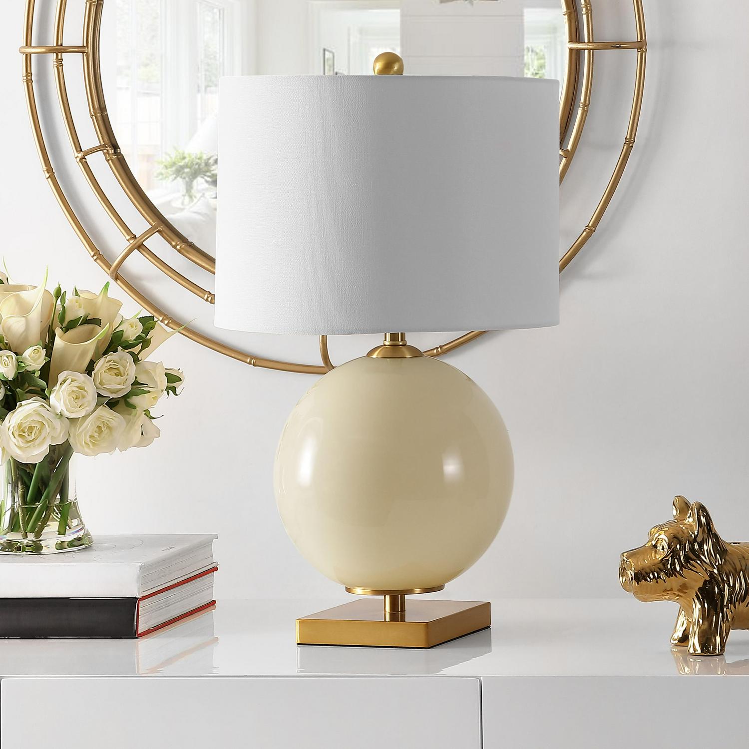 Safavieh Anina 24 in. Sphere Glass Table Lamp， Cream， Set of 2