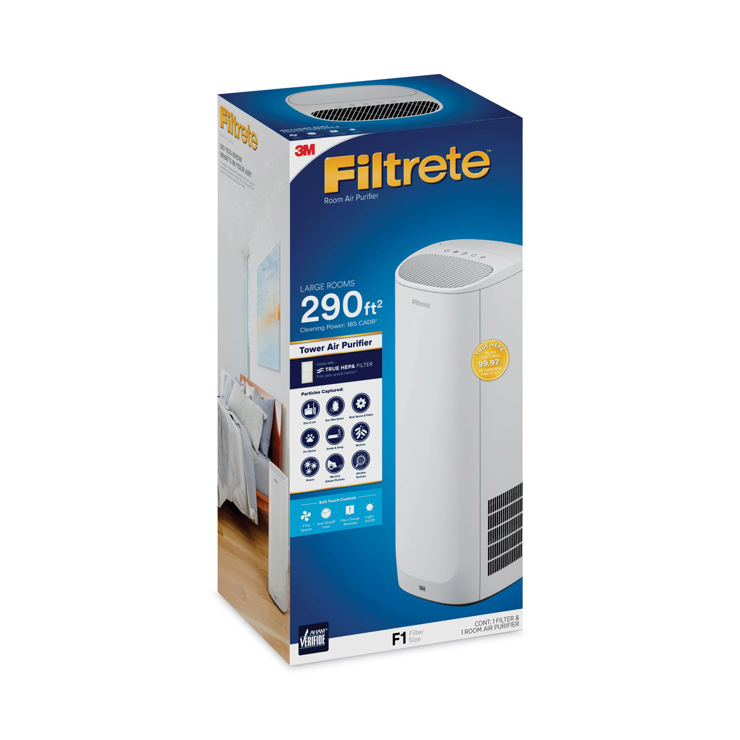 Tower Room Air Purifier for Large Room by Filtreteandtrade; MMMFAPT02WAG1