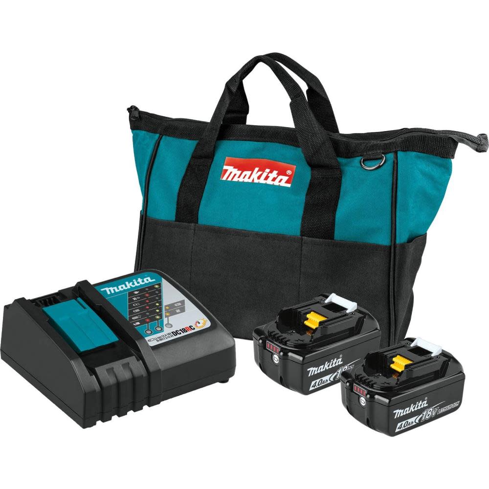 Makita 18V LXT 4.0Ah Lithium-Ion Battery and Rapid Optimum Charger Starter Pack BL1840BDC2 from Makita