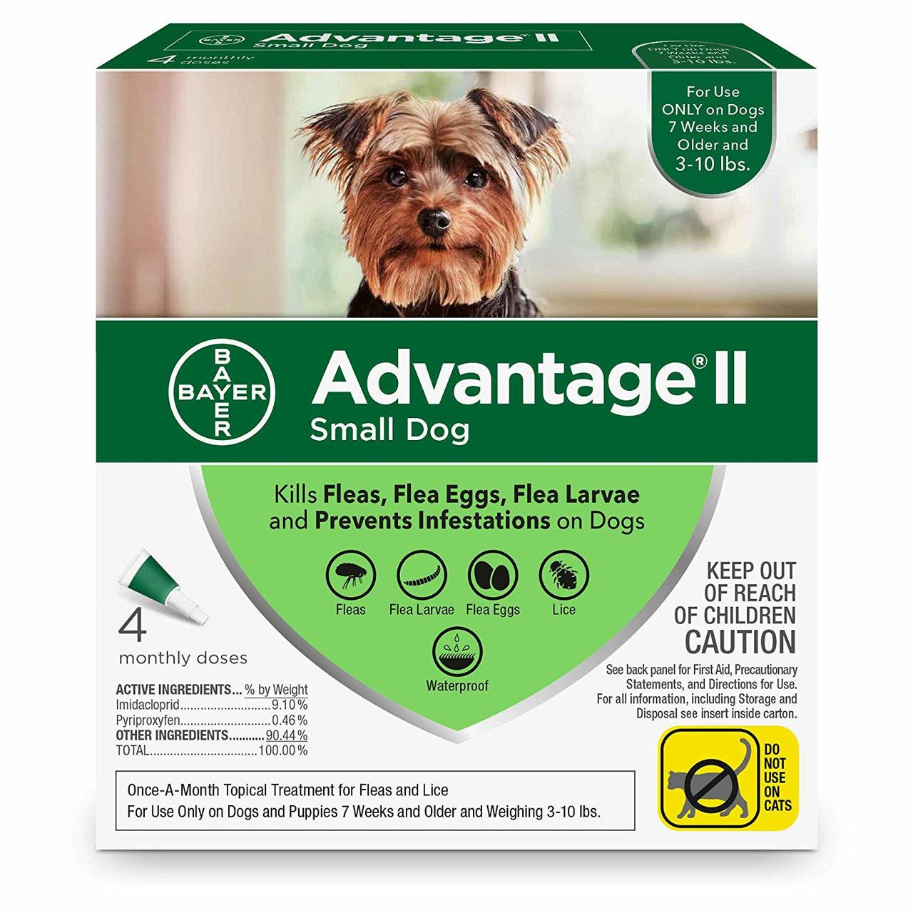 Advantage II Topical Flea Treatment for Dogs and Puppies， 0-10 Lbs.