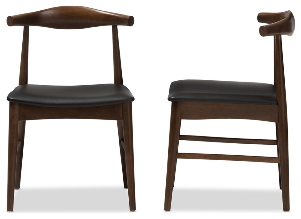 Midcentury Modern Walnut Wood Dining Chairs  Set of 2   Midcentury   Dining Chairs   by Imtinanz  LLC  Houzz