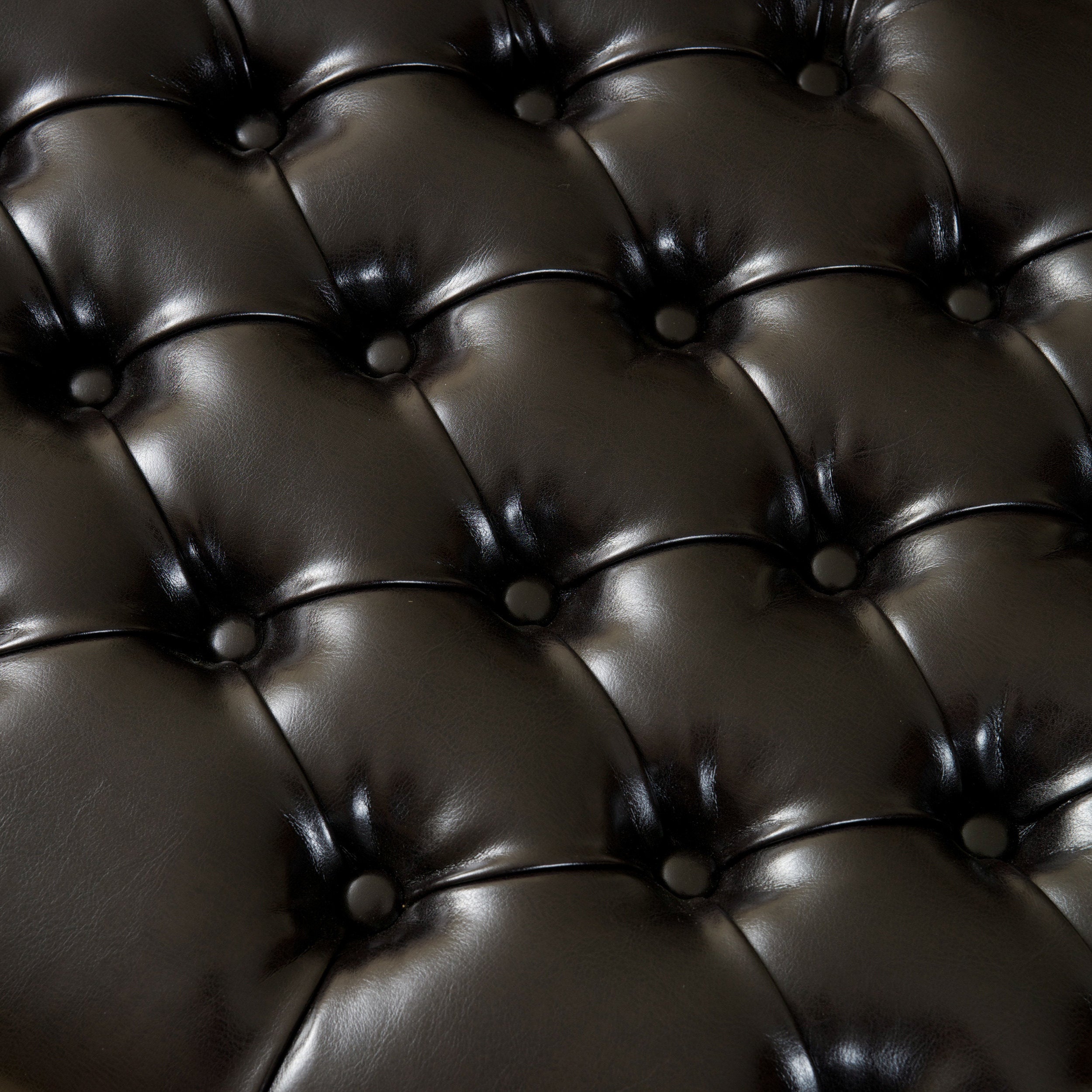 Barton Tufted Espresso Leather Storage Ottoman