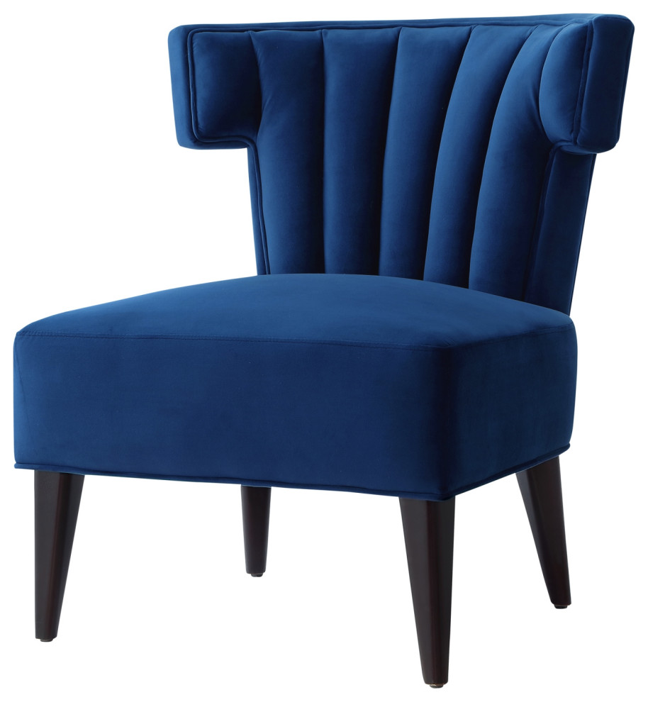 Nicole Miller Kairo Velvet Accent Chair  Channel Tufted Back   Midcentury   Armchairs And Accent Chairs   by Inspired Home  Houzz