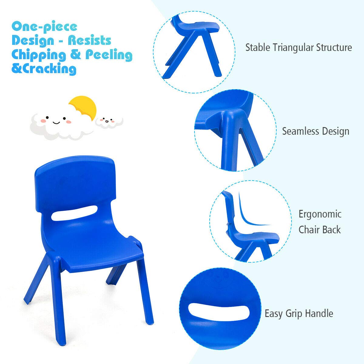 Plastic Stackable School Chairs, 4 Pack Stackable Chairs