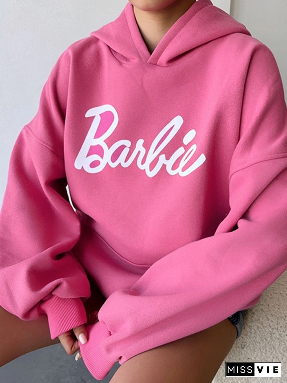 Contrast Color Letter Print Oversized Hoodie