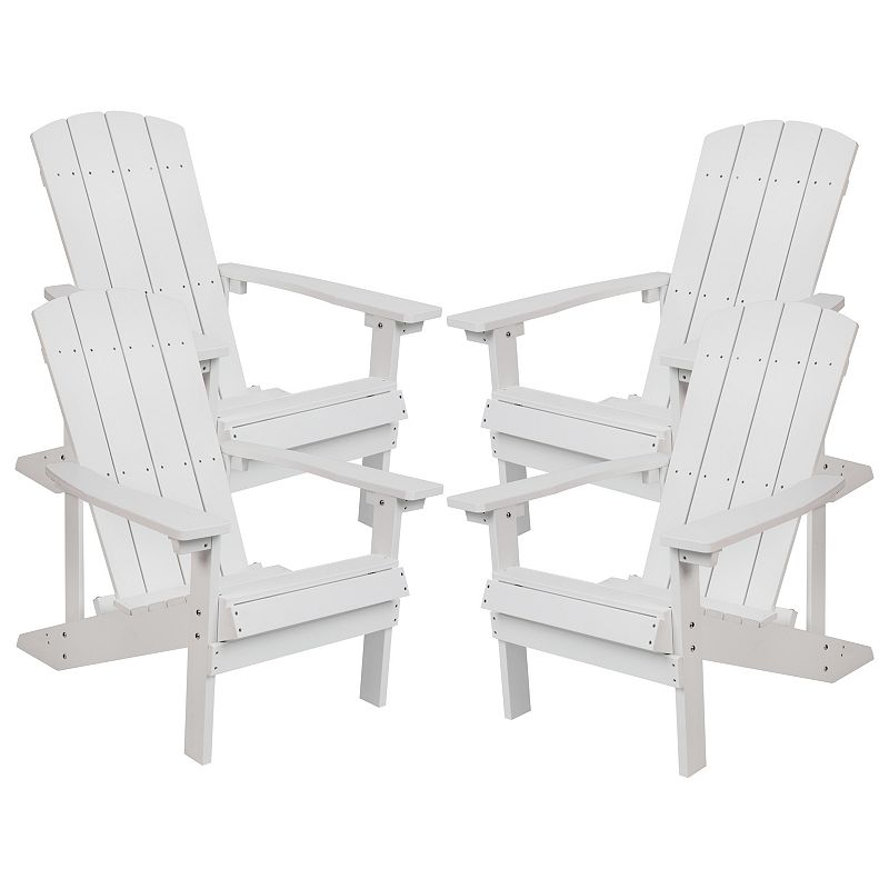 Merrick Lane Set of 4 Riviera All-Weather Poly Resin Wood Adirondack Chairs