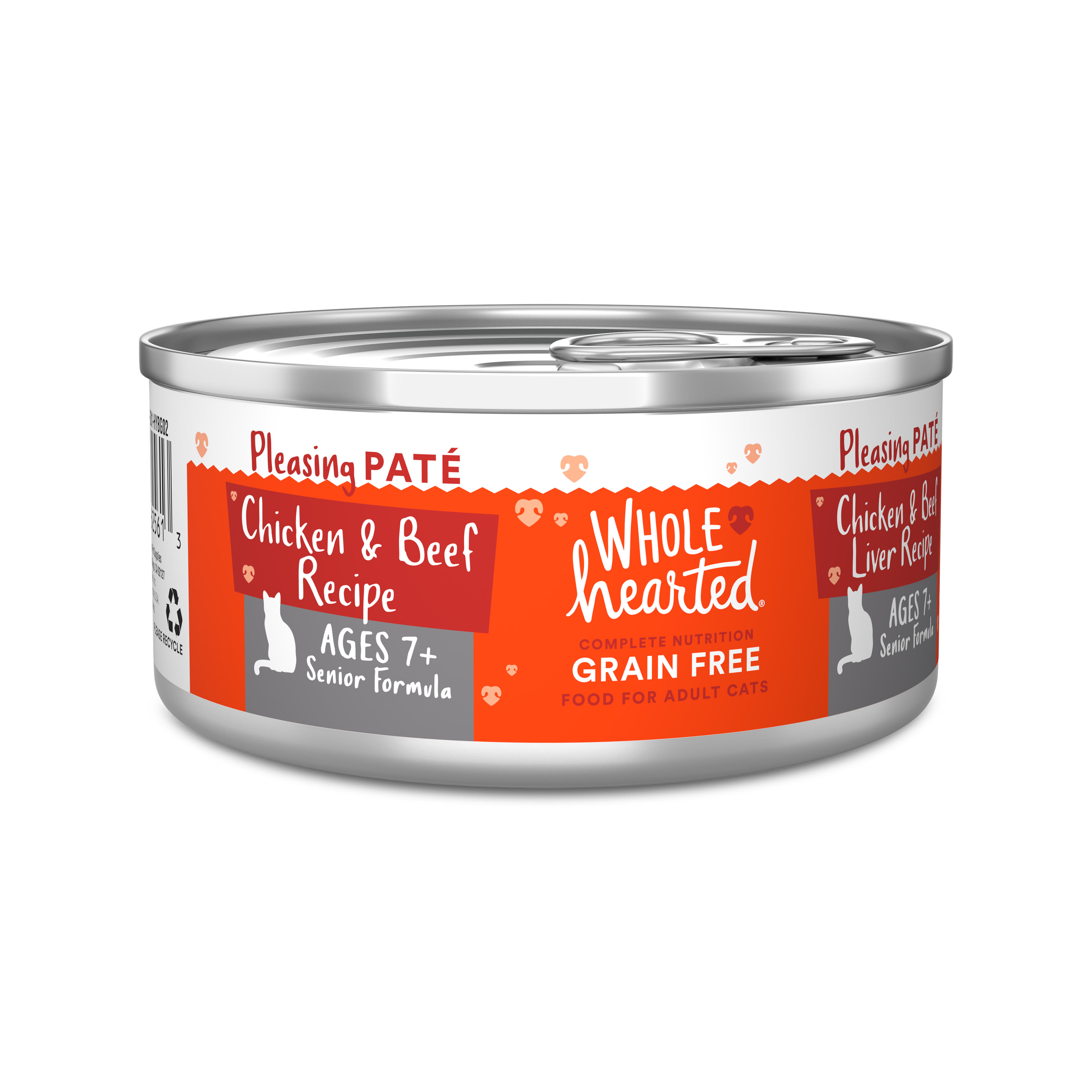 WholeHearted Grain Free Chicken and Beef Liver Senior Wet Cat Food Pate， 5.5 oz. Case of 24