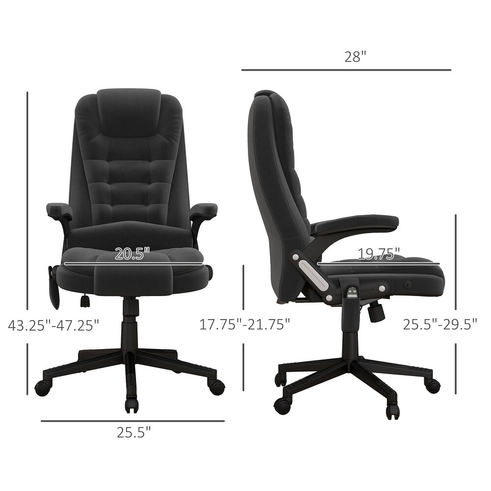 HOMCOM 6 Point Vibrating Massage Office Chair with Heat  Velvet High Back Executive Office Chair with Reclining Backrest