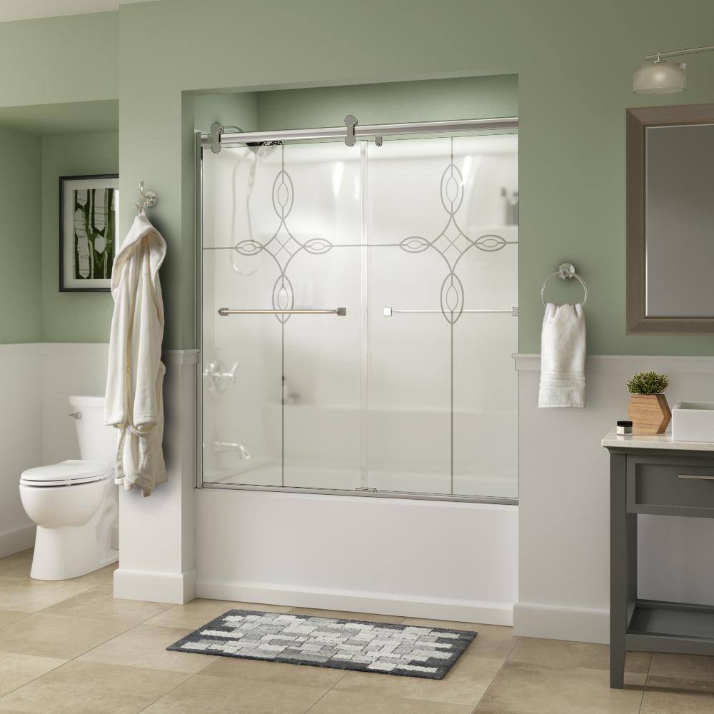 Delta Everly 60 x 58-34 in. Frameless Contemporary Sliding Bathtub Door in Chrome with Tranquility Glass SD3226632