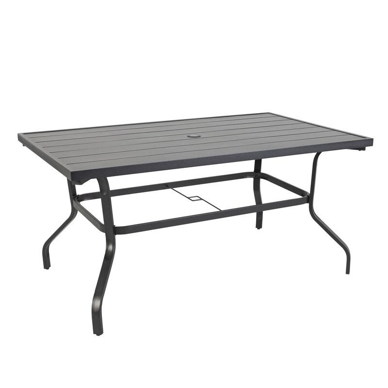 Outdoor Rectangle Powder coated Iron Dining Table with 1.57'' Umbrella Hole   N/A