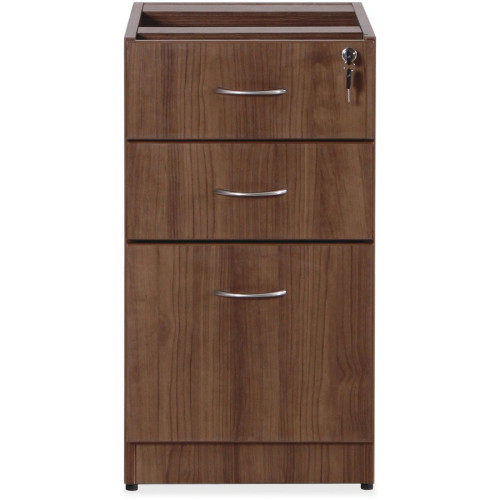 Lorell Essentials Walnut B/B/F Fixed Pedestal - 3-Drawer (69985)