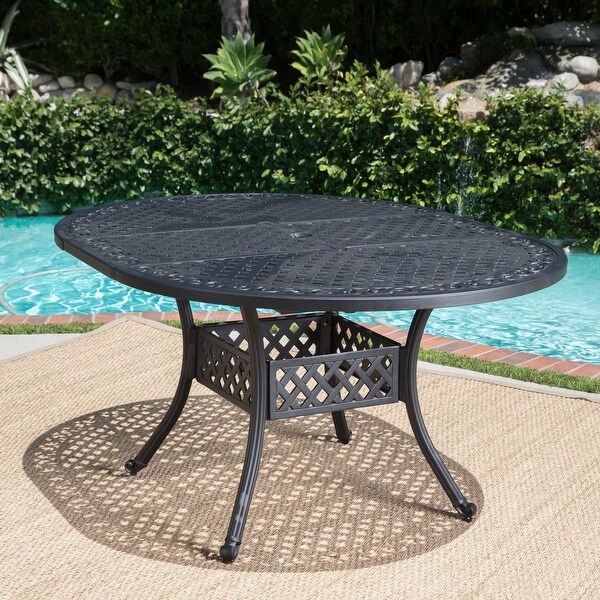 Outdoor Expandable Aluminum Dining Table，Hammered Bronze Finish