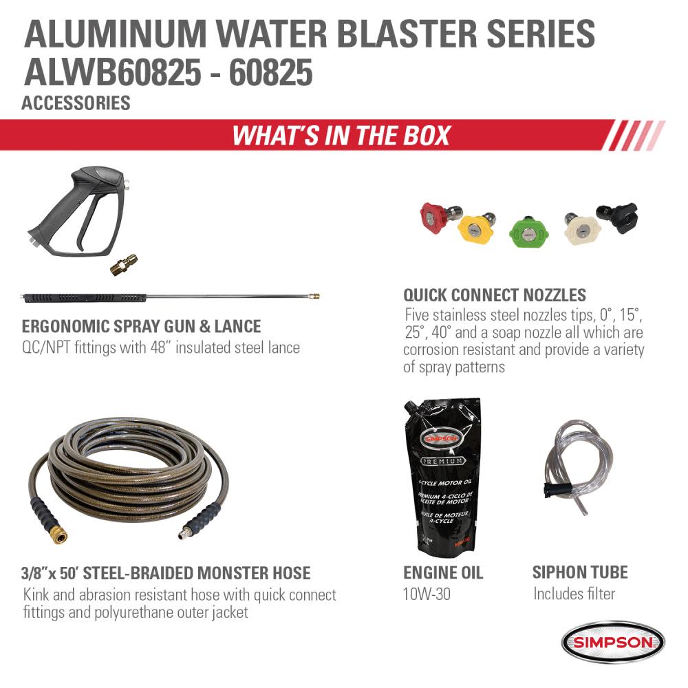 Aluminum Water Blaster 4400 PSI at 4.0 GPM SIMPSON 420 with AAA Triplex Plunger Pump Cold Water Professional Belt Drive Gas Pressure Washer (49-State) ;