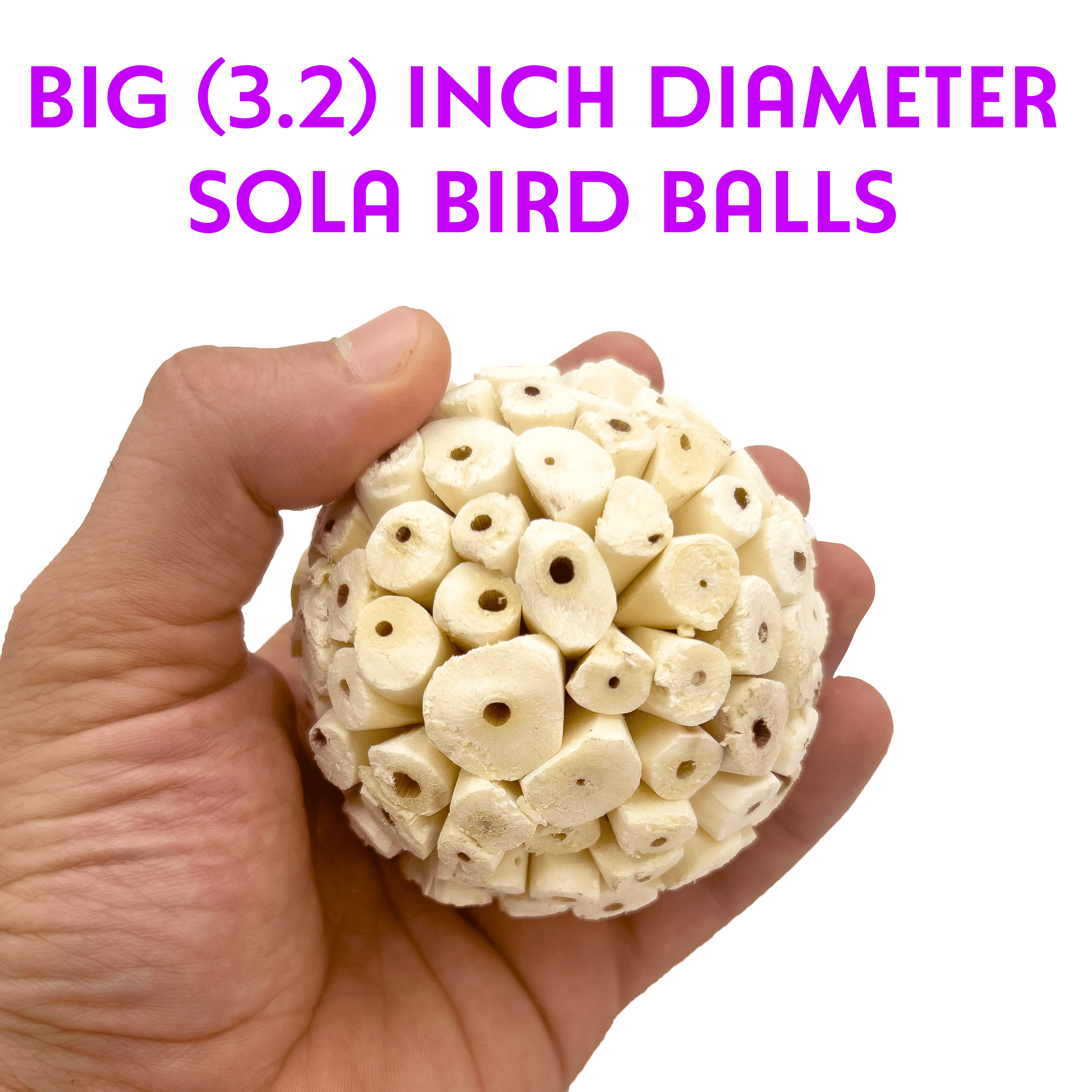 5101 Pk3 Big Sola Bird Balls 3.2 Inch Diameter MandM Bird Toys Natural Material Shredding