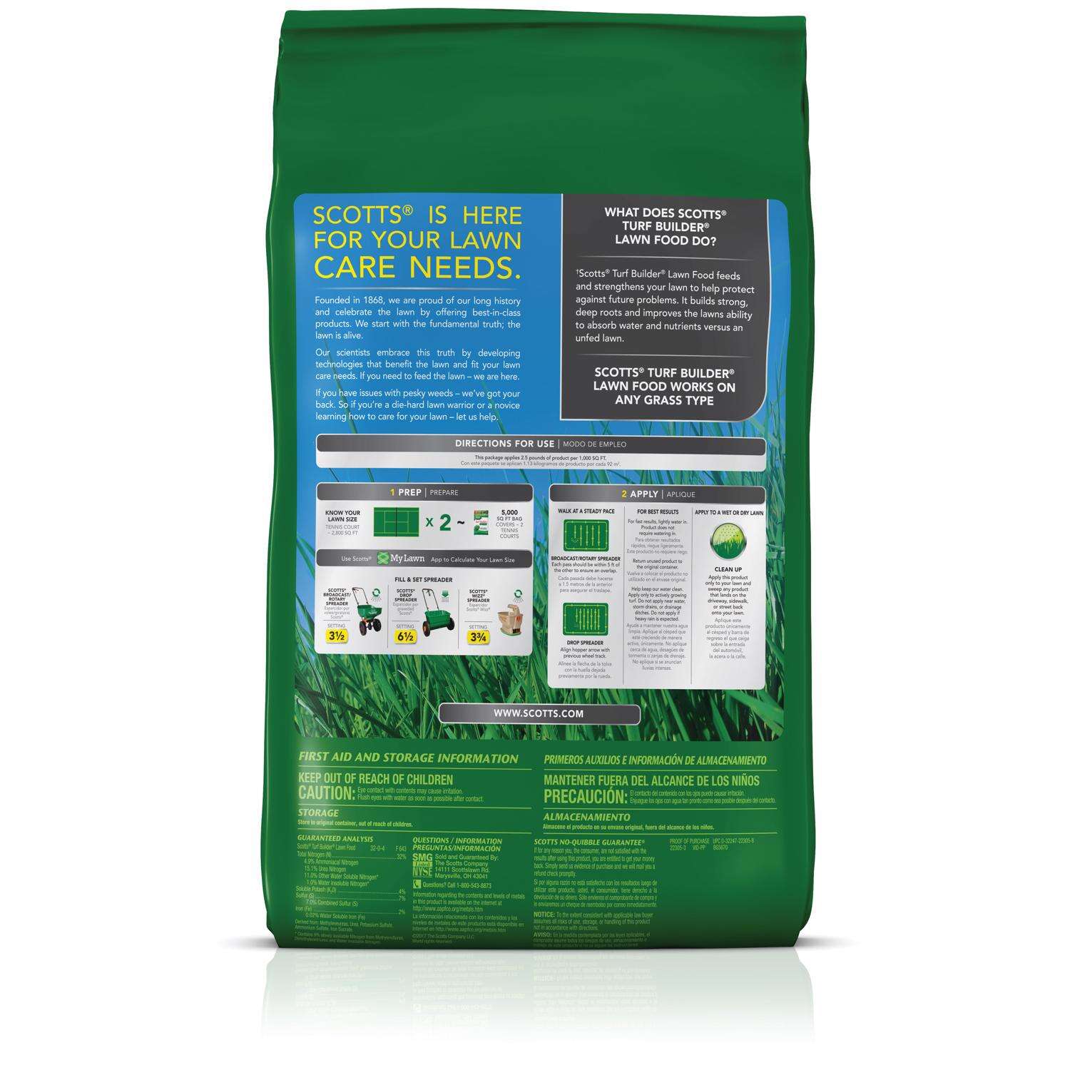 Scotts Turf Builder All-Purpose Lawn Food， All Grasses 5000 ft