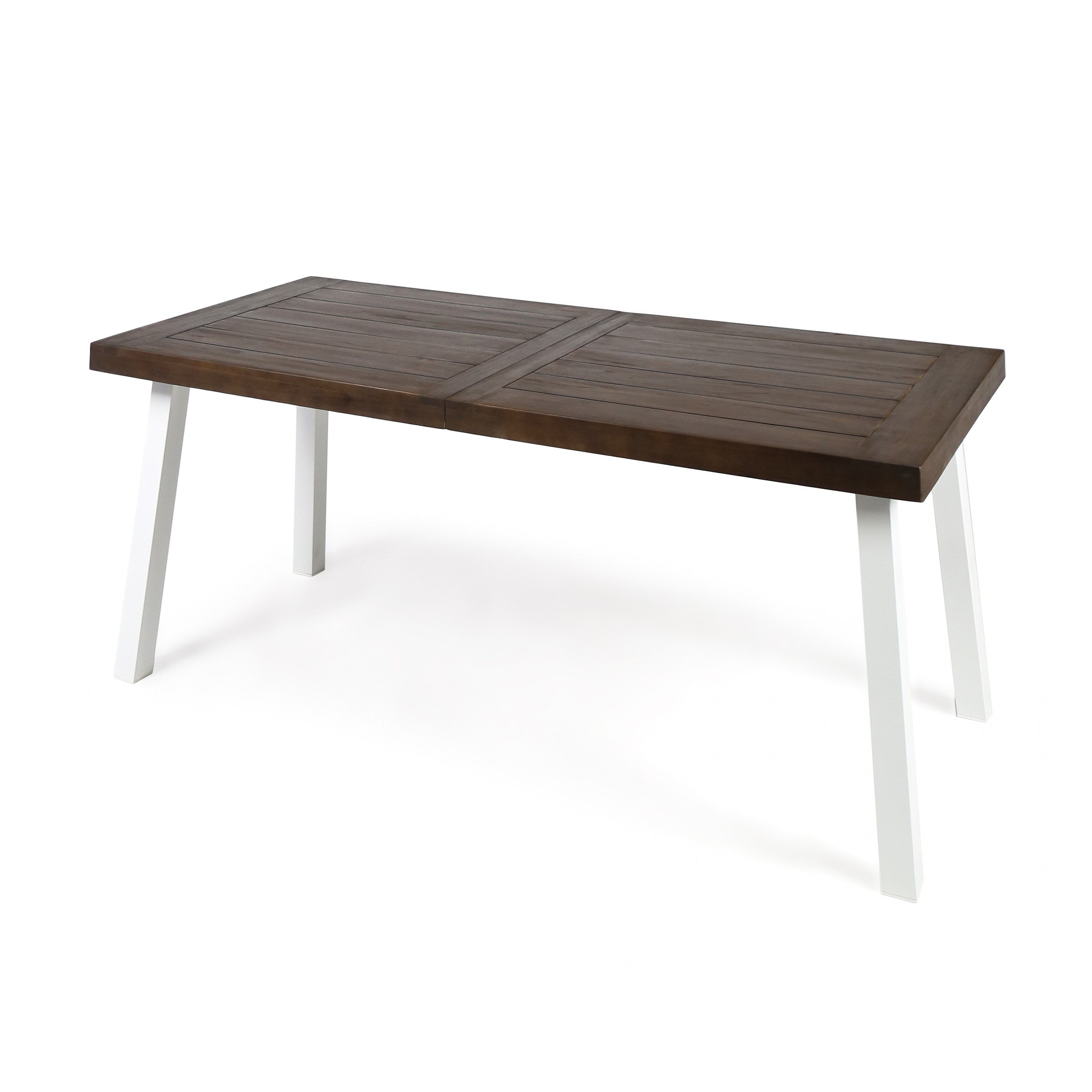 Mika Outdoor Finished Acacia Wood Dining Table with Metal Legs