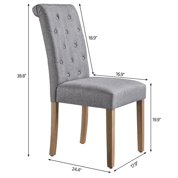 Alden Design Tufted Upholstered High Back Parson Dining Chair， Set of 2， Gray