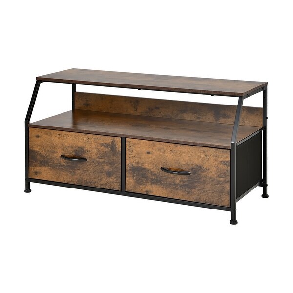 Entertainment Center Media Console Table TV Stand with Folding Drawers