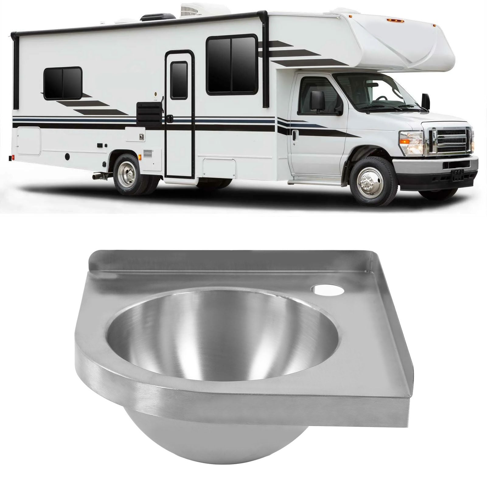 Hand?Wash Sink,  304 Stainless Steel ?Basin?Sink Easy To Clean Large Capacity  For RV