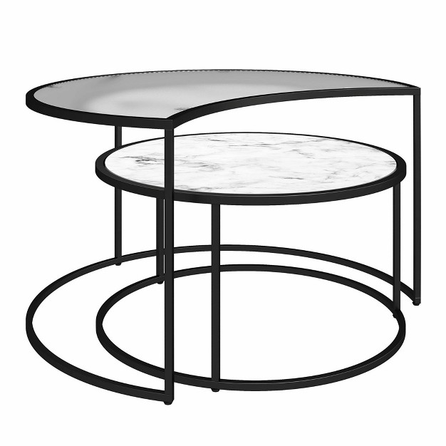 Moon Phases Nesting Coffee Tables White Marble glass Mr Kate