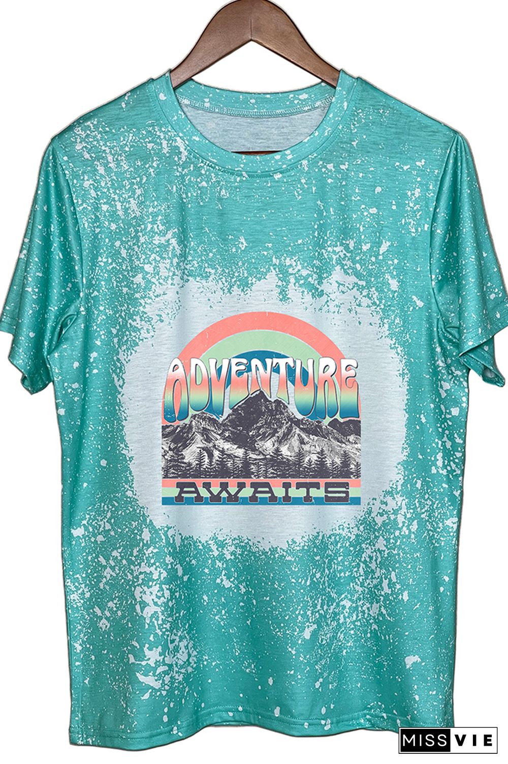 Adventure Awaits Mountains Blue Graphic Tee Wholesale