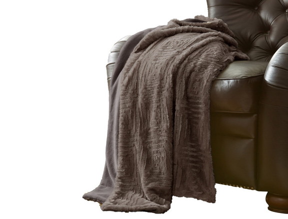 Benjara BM204284 Treviso Faux Fur Throw with Fret ...