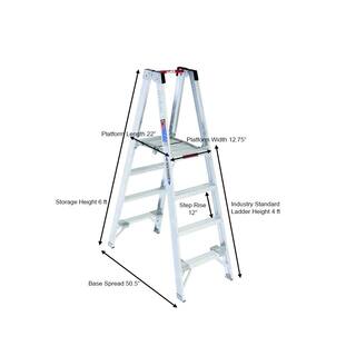 Werner 10 ft. Reach Aluminum Platform Twin Step Ladder with 300 lb. Load Capacity Type IA Duty Rating PT374