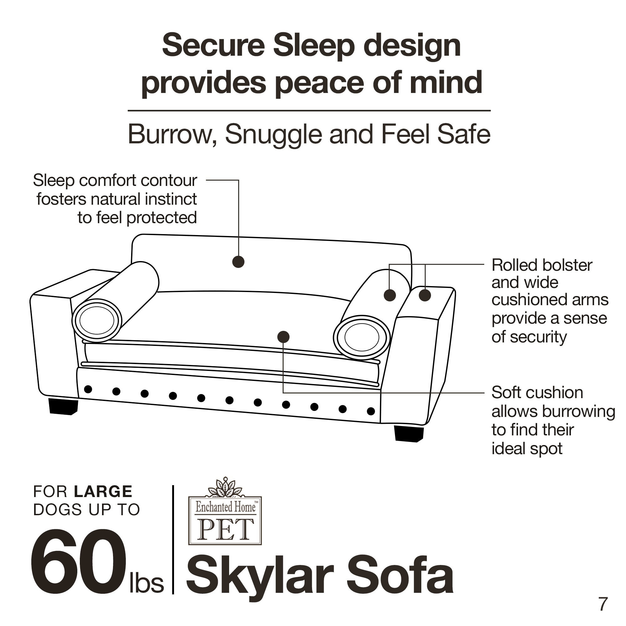 Enchanted Home Pet Skylar Dark Grey Sofa for Dog， 42