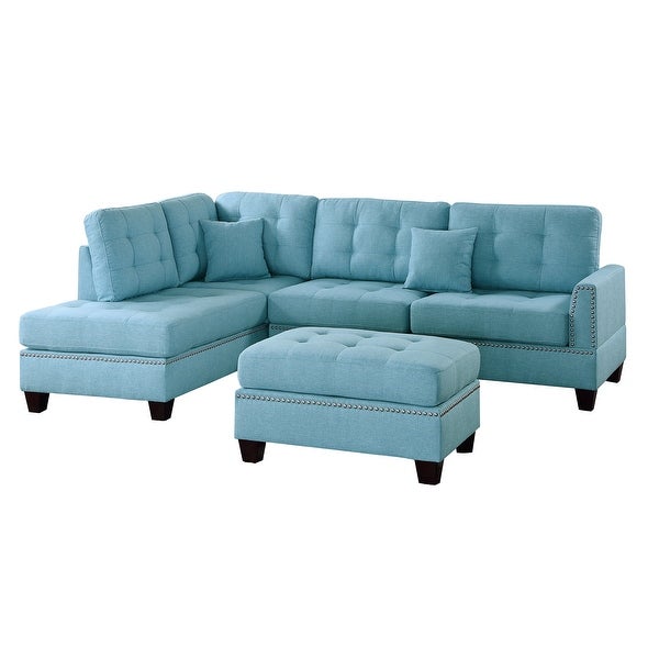 3 Piece Linen-Like Fabric Sectional Sofa Set