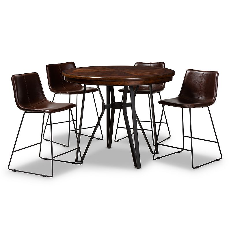 Baxton Studio Carvell Pub Dining Table and Chair 5-piece Set