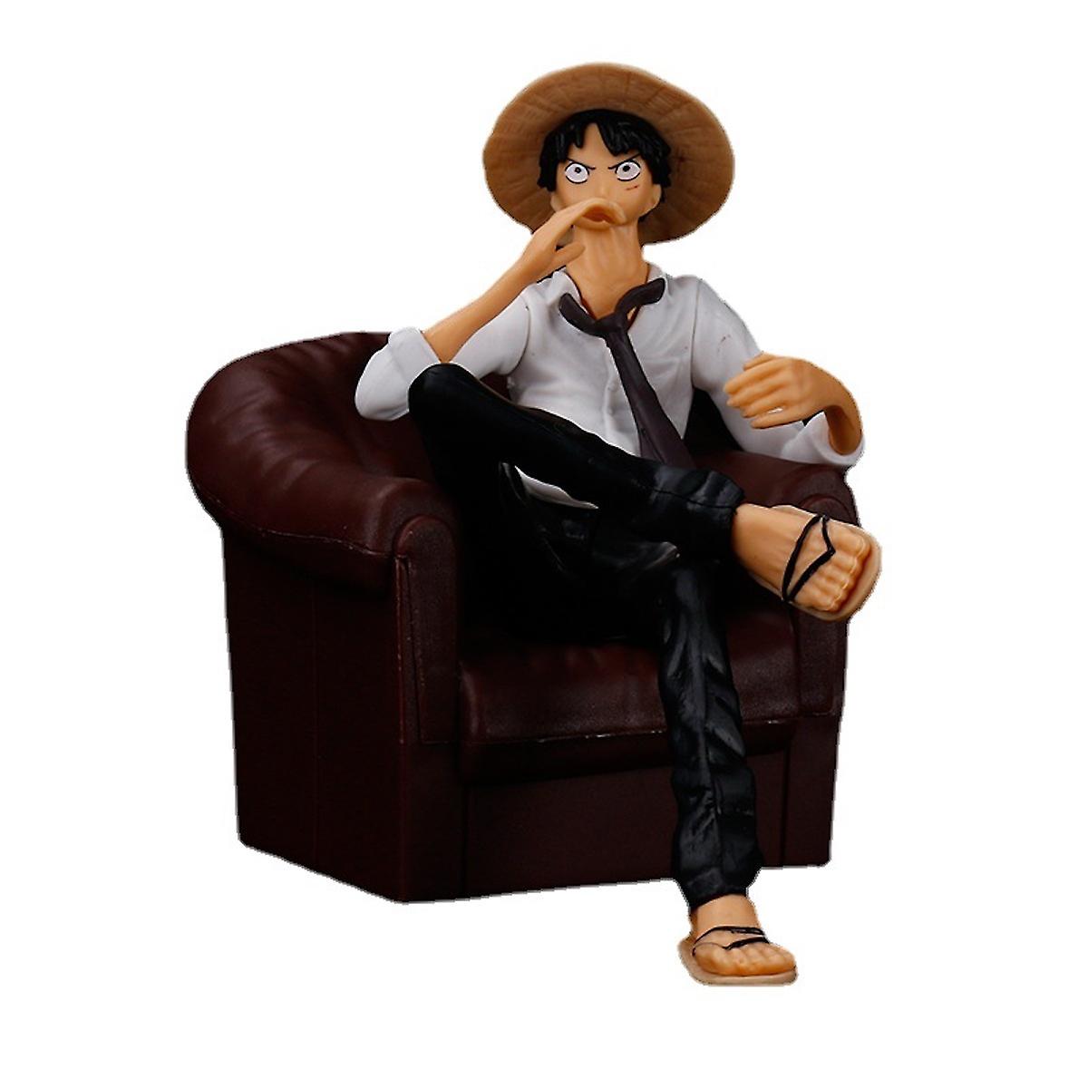 Luffy Sitting One Piece Anime Action Figure Toy Model 8.8cm