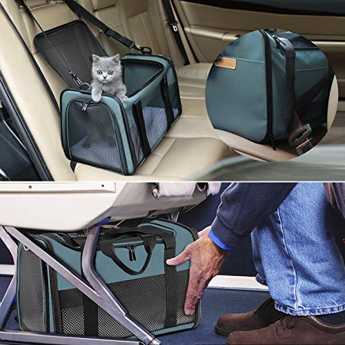 Akinerri Airline Approved Pet Carriers，Soft Sided Collapsible Pet Travel Carrier for Medium Puppy and Cats， Cats Carrier， Pet Carriers for Small Medium Cats