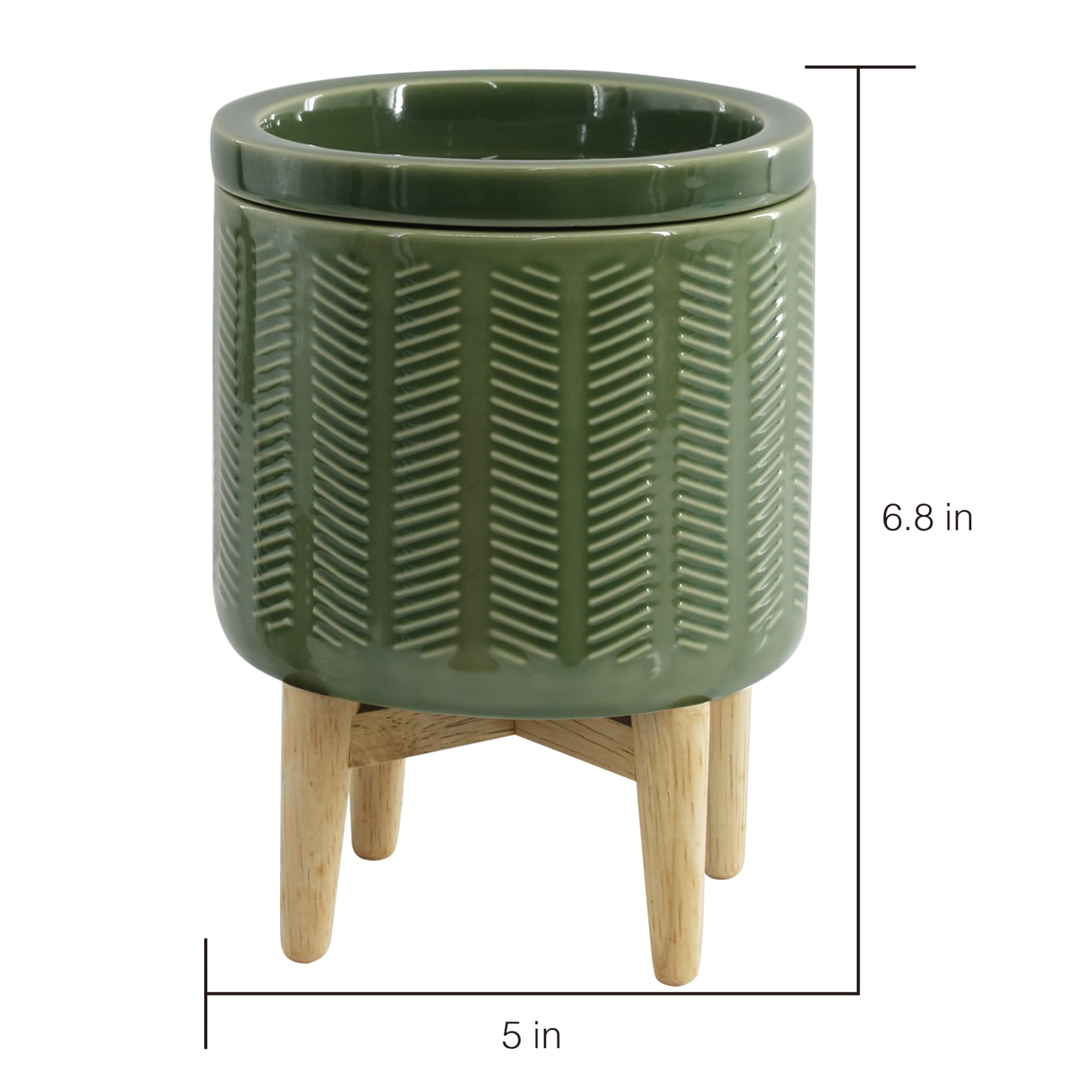 Better Homes and Gardens Electric Green Ceramic Wax Warmer with Wood Stand， Single Pack