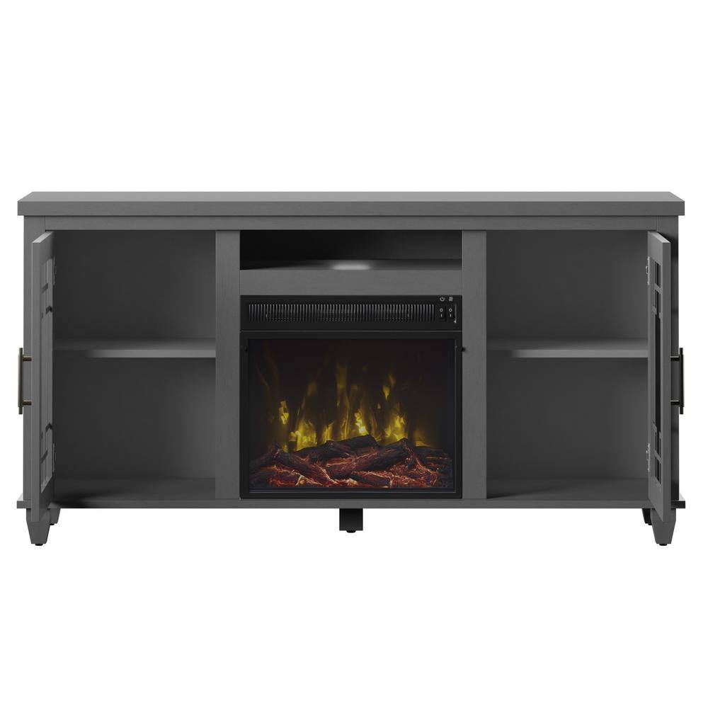 Twin Star Home 54.5 in. Freestanding Electric Fireplace TV Stand in Gray 18MM7655-PG22S