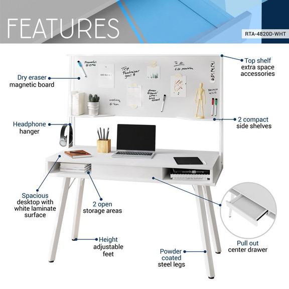 Techni Mobili Study Computer Desk with Storage   M...