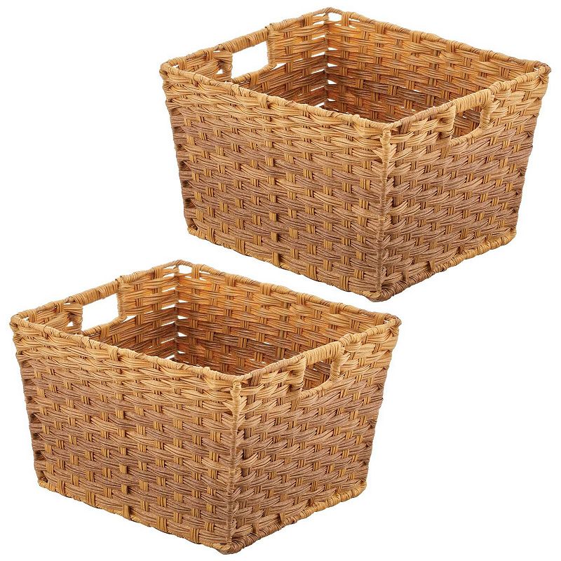 mDesign Wide Rectangular Woven Home Storage Basket Bin， 2 Pack