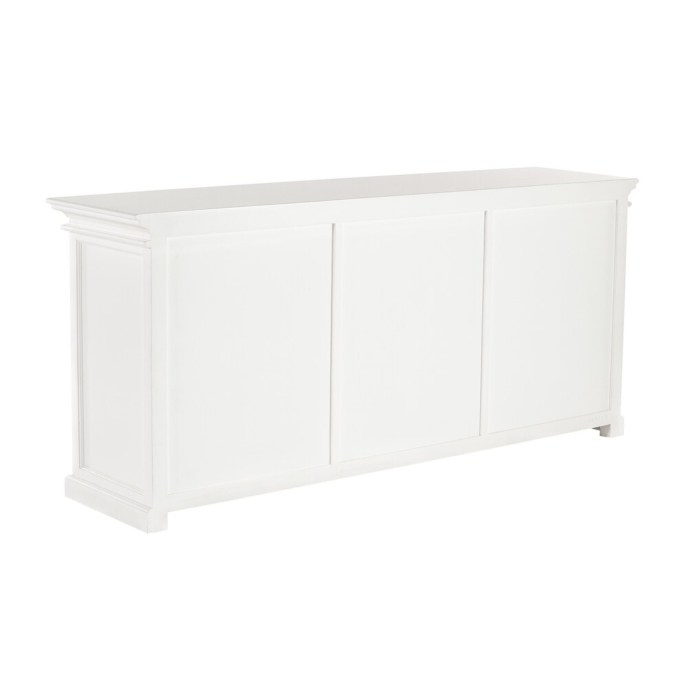 NovaSolo Halifax Coastal White Sideboard with 6 Glass Doors  Solid Mahogany Frame  78.74 x 19.69 x 35.43