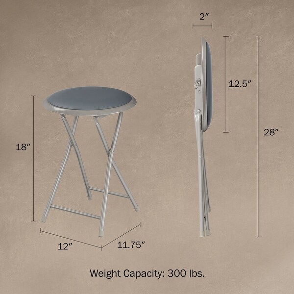 18-Inch Round Folding Stool， Gray