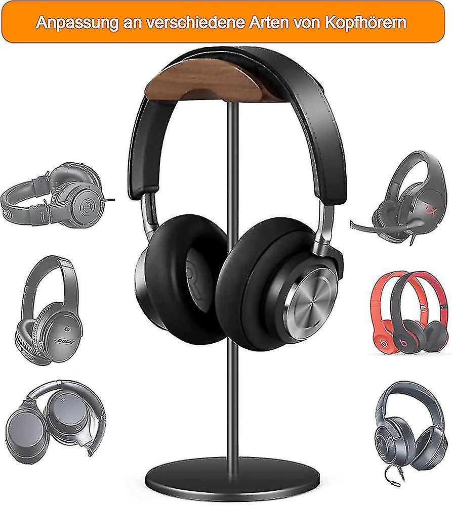 2023-headset Bracket， Headphone Stand Aluminum And Black Walnut， Gaming Headphone