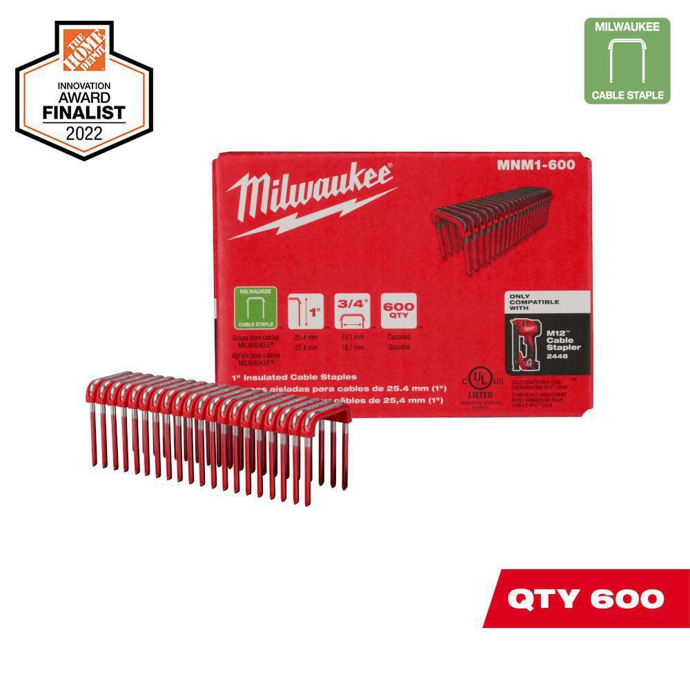 MW 1 in. Insulated Cable Staples for M12 Cable Stapler (600 Per Box) MNM1-600