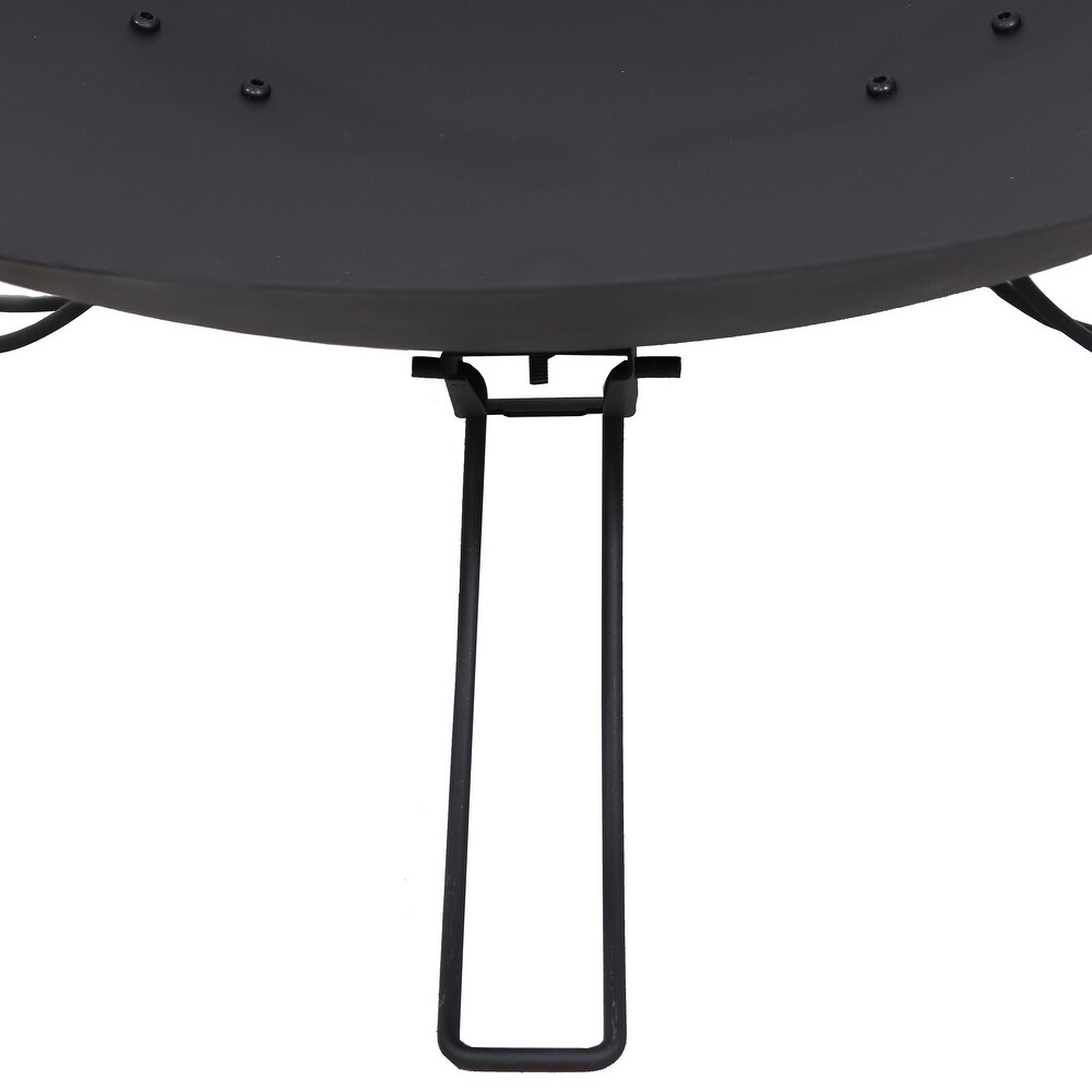 Sunnydaze Classic Ebony Raised Steel Folding 3 Leg Fire Pit Bowl   24\